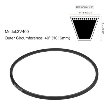 uxcell 3V400 Rubber V Belt 40" Length x 0.38" Width x 0.31" Thick, Industrial Power Transmission Belt - size: 40" Length
