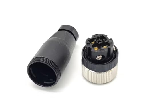 2PCS M12 4 Pin Female Connector A Code Straight Socket Panel Aviation Wire Field Wireable Connector 12mm Industrial Circular Connector,Outdoor Waterproof IP67 for 22AWG 0.34mm² Cable