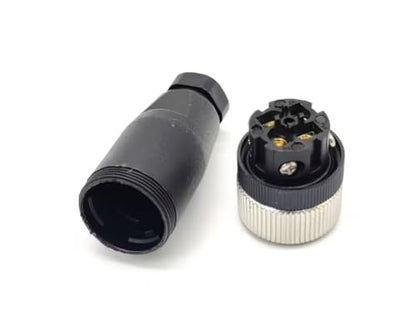 2PCS M12 4 Pin Female Connector A Code Straight Socket Panel Aviation Wire Field Wireable Connector 12mm Industrial Circular Connector,Outdoor Waterproof IP67 for 22AWG 0.34mm² Cable
