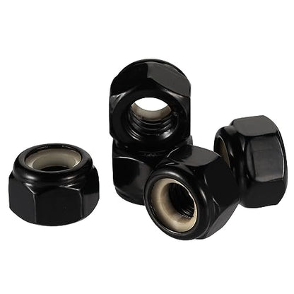 M10-1.5 Nylon Insert Lock Nuts Locknuts, 304 Stainless Steel Black Finish, 20PCS - size: M10-1.5
