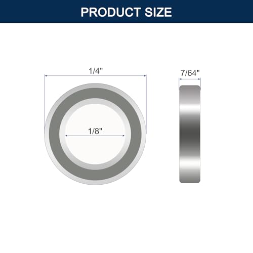 R144ZZ Deep Groove Ball Bearings, ID 1/8" x OD 1/4" x Width 7/64" Miniature Bearings, Double Metal Shielded Ball Bearing Chrome Steel Z2 Lever 5pcs - size: R144ZZ 1/8" x 1/4" x 7/64"