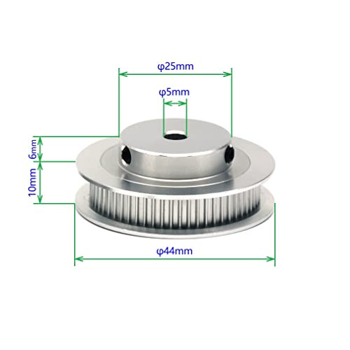 2PCs Aluminum 2GT Timing Pulley 60 Teeth Bore 5mm for 3D Printer CNC Machine 6mm Width 2GT Timing Belt - size: 60 teeth, style: 5mm bore, for 6mm belt