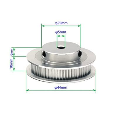 2PCs Aluminum 2GT Timing Pulley 60 Teeth Bore 5mm for 3D Printer CNC Machine 6mm Width 2GT Timing Belt - size: 60 teeth, style: 5mm bore, for 6mm belt