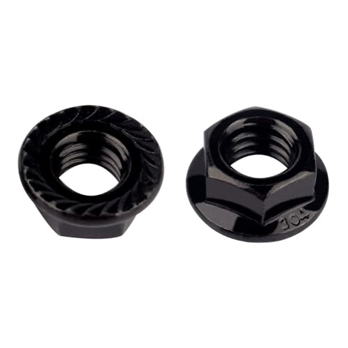 Black 1/4"-20 Serrated Flange Hex Nuts, 304 Stainless Steel 18-8, Coarse Thread UNC, Full Thread, Pack of 20 - color: Black, size: 1/4"-20 (20 Pcs)