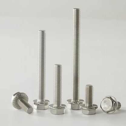 M8x1.25 x 45mm Flanged Hex Head Bolts, 304 Stainless Steel (A2-70), Bright Finish, Fully Threaded, Hexagon Head Flange Bolts, Quantity 10 - size: 45mm(10PCS)