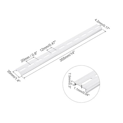 MECCANIXITY DIN Rail Slotted Aluminum Mounting Guide 14 Inch x 1.4 Inch x 0.3 Inch for Equipment Installation Pack of 5 Pcs - size: 14 Inch x 1.4 Inch