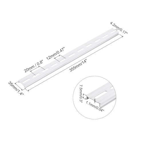 MECCANIXITY DIN Rail Slotted Aluminum Mounting Guide 14 Inch x 1.4 Inch x 0.3 Inch for Equipment Installation Pack of 5 Pcs - size: 14 Inch x 1.4 Inch