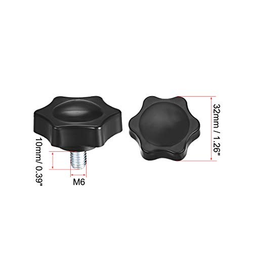 uxcell Clamping Handle Screw Knobs Handle Star Knob M6 x 10mm Male Thread 5pcs - size: M6*10