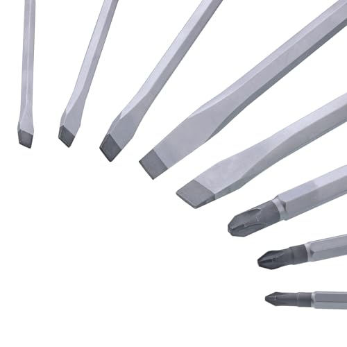 Wiha 53398 Screwdriver Set, Slotted And Phillips, Heavy Duty MicroFinish Handle, 8 Piece