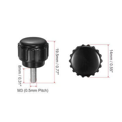 uxcell 8pcs Knurled Clamping Knobs M3 x 8mm Metric Male Thread 14mm Head - size: M3 x 8mm x 14mm