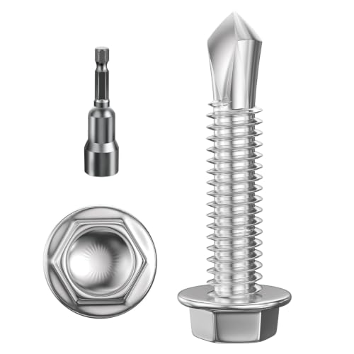 Wensilon #8×1" Stainless Steel Self Drilling Screws, 250 PCS - color: Silver, size: #8×1"