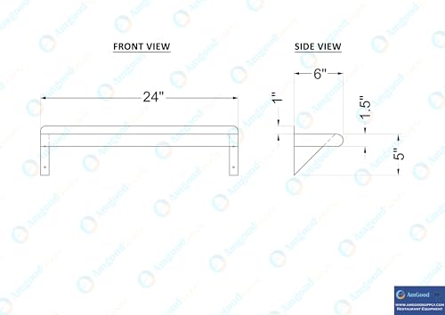 AmGood Narrow 6 in. Deep x 24 in. Wide Stainless Steel Wall Mount Shelf with Backsplash - Bathroom, Restroom & Spice Storage | NSF 18-Gauge 430, Holds 140 lbs | Bullnose Edge, Brackets Included - size: 6 in. x 24 in.