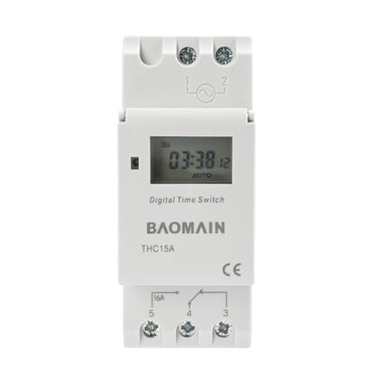BAOMAIN THC15A AC 220V Digital Programmable Timer Switch,16A Weekly Relay