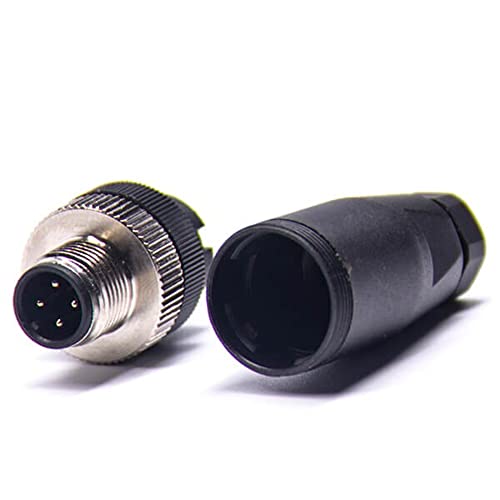 Elecbee Field Wireable M12 Connectors 4 Pin A Code Male Straight Plug Unshiled Waterproof for 22AWG 0.34mm² Cable