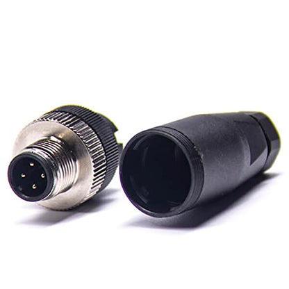 Elecbee Field Wireable M12 Connectors 4 Pin A Code Male Straight Plug Unshiled Waterproof for 22AWG 0.34mm² Cable