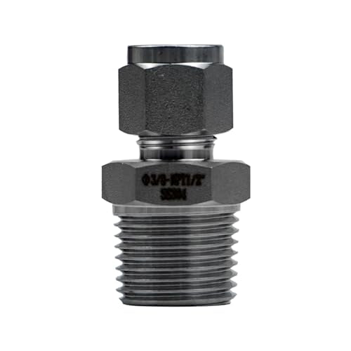 Compression Fitting 3/8" Tube OD x 1/2" NPT Male Straight Adapter Connect