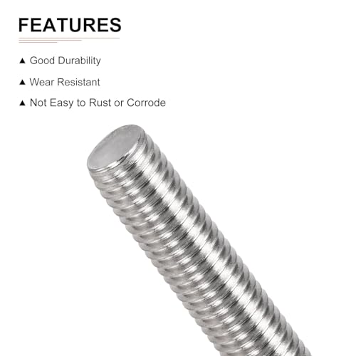 DTGN M10x1.5x80mm(DxPxL) Fully Threaded Rod - 5Pack - Good for Machinery - 304 Stainless Steel Right Hand Thread Rods Bar Studs - Silver - size: M10x1.5x80mm