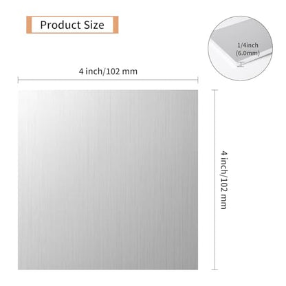 5PCS 6061 Aluminum Sheet Metal 1/4" x 4" x 4", Aluminum Plates Covered with Protective Film, Heat Treatable Aluminum Flat Bar for DIY Craft, Industry - size: 1/4", style: 4" × 4", 5Pcs