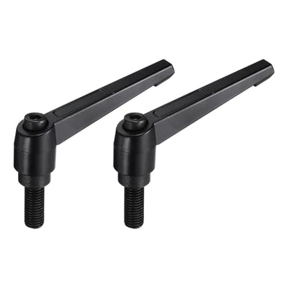 uxcell M12 x 32mm Handle Adjustable Clamping Lever Thread Push Button Ratchet Male Threaded Stud Knobs Locking Rotating Screw Handles Quick Release Bolt Black 2pcs - color: Black, size: M12 x 32mm