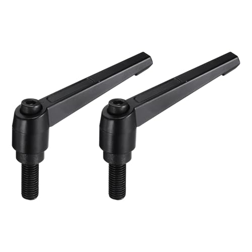 uxcell M12 x 32mm Handle Adjustable Clamping Lever Thread Push Button Ratchet Male Threaded Stud Knobs Locking Rotating Screw Handles Quick Release Bolt Black 2pcs - color: Black, size: M12 x 32mm