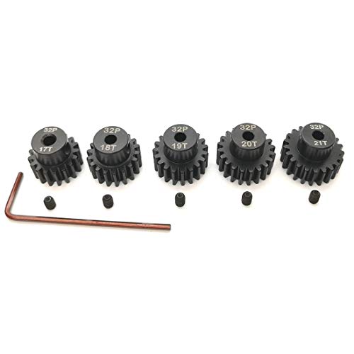 32P Hardened Pinion Gear Set 1/8 inch Hole 17T 18T 19T 20T 21T with Hex Key (Compatible with 0.8 Metric Pitch) - style: 17T 18T 19T 20T 21T