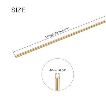 uxcell 1mm x 300mm Brass Round Rod, Metal Solid Shaft Rods Lathe Bar Stock for DIY Crafts Model Car Helicopter Airplane 10pcs - size: 1mm x 300mm