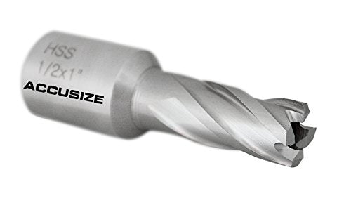 Accusize HSS Annular Cutter 1/2 x 1 in Cutting Depth, 3/4" Weldon Shank - size: Dia of Cut: 1/2 in., 3/4 in. Weldon Shank