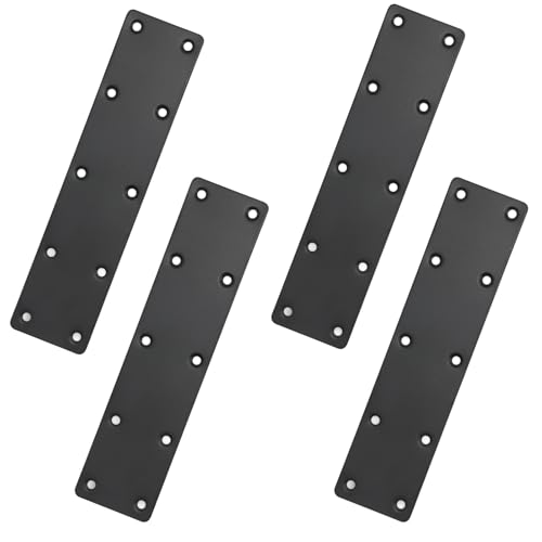 4Pcs Flat Straight Brace Brackets Plate, 8"x2"(L x W) Mounting Plate Bracket Stainless Steel Repair Mending Bracket Plate, Support Fixed Connection Plate for Furniture Wood Shelves 48x200x2mm - size: 8"x2"(L x W)