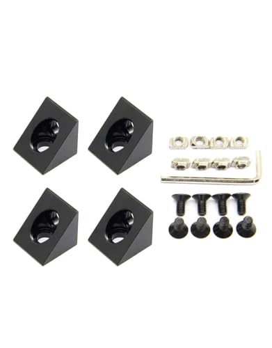 4PCS Black Angle Sharp Corner Bracket Connector for 6mm Slot Aluminum Extrusion Profile 2020 Series (Angle Corner) - style: Angle Corner