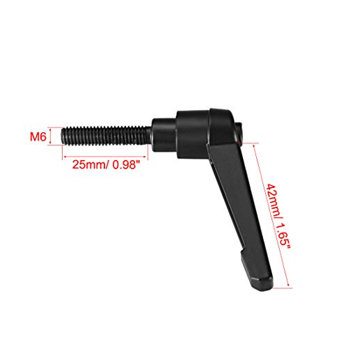uxcell M6 x 25mm Handle Adjustable Clamping Lever Knobs Black 2pcs - color: Black, size: M6 x 25mm