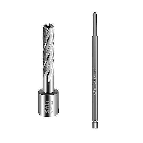 SALI Annular Cutter Diameter 7/16 Inch with Weldon Shank 3/4" (with 2 Flats) Cutting Depth 2" Mag Drill Bit for Magnetic Drill Press HSS Fully Ground Drill with One 3/16"*4" Pilot Pin - size: 7/16"*2"