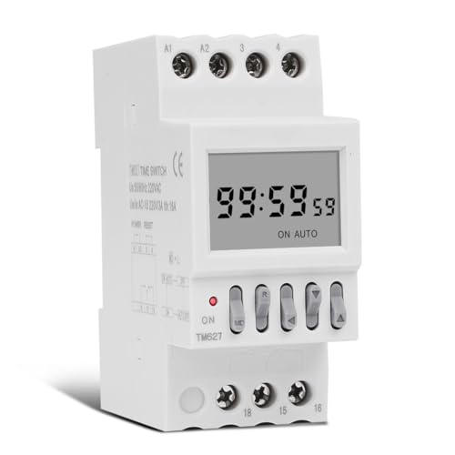 TM627 Multi-Voltage Programmable Auto Cycle Timer Switch 12VDC/AC 16A Load 1 Second-99 Hours DIN Rail Mount Digital Time Relay - size: 12VDC/AC