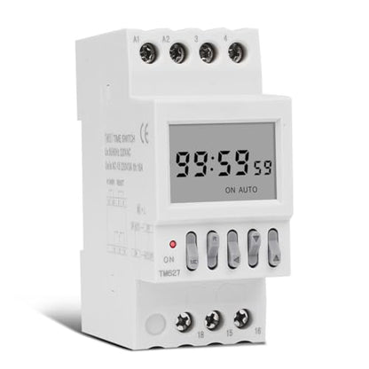 TM627 Multi-Voltage Programmable Auto Cycle Timer Switch 12VDC/AC 16A Load 1 Second-99 Hours DIN Rail Mount Digital Time Relay - size: 12VDC/AC
