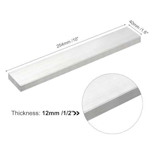 uxcell Square Aluminum Flat Bar, 1/2"x1.6"x10" 6061 Aluminum Plate - size: 12x40x254mm
