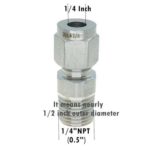 3 Pcs 1/4" Tube OD x 1/4" NPT Male Pipe Double Ferrule Compression Fitting Straight Adapter Connector 304 Stainless Steel,1000 Psi - size: 1/4"OD x 1/4"NPT, style: 3 pcs