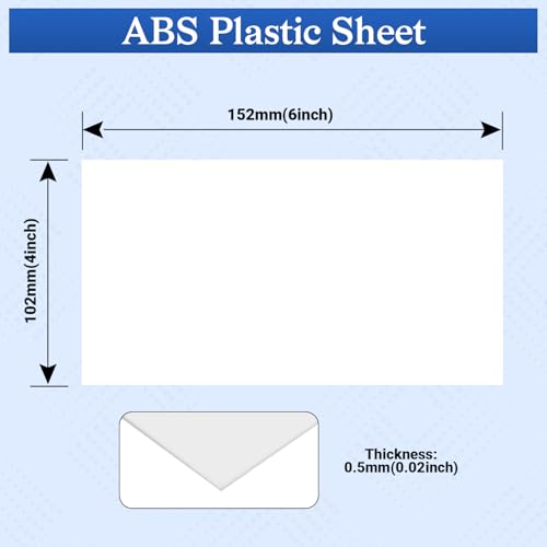 4 Pack White ABS Plastic Sheet, 6" x 4" x 0.02" Thick Hard Thermoplastic Sheet, Moldable Plastic Panel for Crafts, Car Interiors, Home Decor, DIY Projects - color: White, size: 6"x4"x0.02"