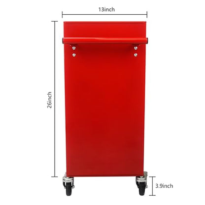 Red 4-Drawer Tool Cart w/Ball Bearing Drawers & Locking Casters - OSHA Industrial Rolling Cabinet, Powder-Coated Steel Garage Organizer w/Utility Tray - color: Red, size: 24.25 x 13 x 29.33