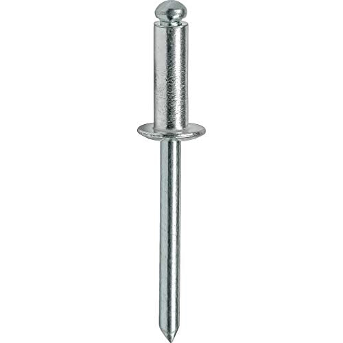 Fastenere Pop Rivets 1/8" x 5/16" (100 pcs) Aluminum Body Steel Mandrel, Heavy Duty, Open End, Low Carbon, Dome Head Blind Rivets, Corrosion Resistant & High Shear Strength, 4-5 Gap .251" - .312" - size: 1/8" x 5/16" (4-5) (100 Pack)