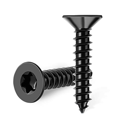 100 PCS #8 X 5/8 Inch Black Coated Flat Head Torx/Star Wood Screws, Stainless Steel 18-8 (A2) Fully Threaded 8 X 5/8'' Screw by TPOHH - size: #8 X 5/8 inch