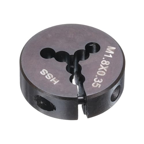 HARFINGTON Round Threading Die M1.8 x 0.35 Metric Thread 20mm OD Adjustable Right Hand High-Speed Steel (HSS) Round Die Screw Thread Cutting Die for Thread Repair - size: M1.8 x 0.35