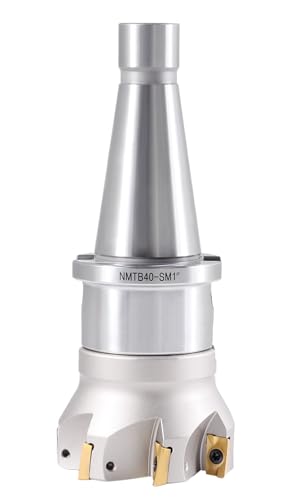 Accusize Industrial Tools 3'' Indexable Face Mill Cutter, NMTB40 1'' End Mill Holder, 7 APKT1604 Carbide Inserts, Precision Milling, NMTB-4518 - size: 3 in, style: with NMTB40 Holder