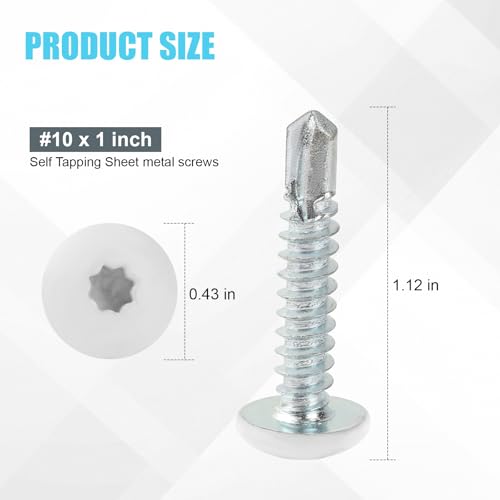 Enclosed Trailer Screws Self Tapping White 100 Pack #10 x 1 Inch - color: White, size: #10 x 1 Inch