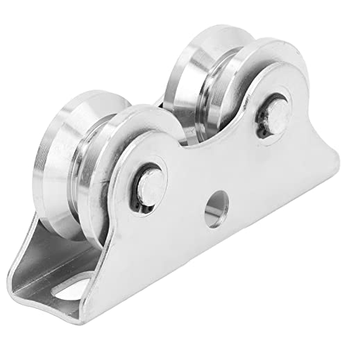 Groove Wheel V-Shaped, Sliding Gate Rollers Detachable Track gate Wheels, Double Bearing Caster with Bracket, Steel Heavy Duty Rigid Roller