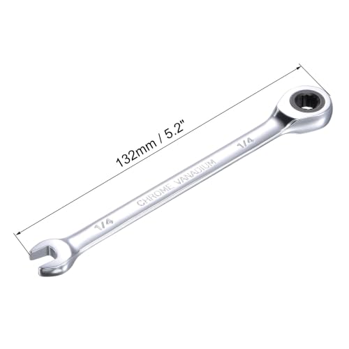 uxcell 1/4 Inch Ratcheting Combination Wrench SAE 72 Teeth 12 Point - size: 1/4"