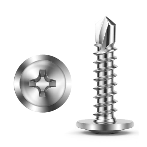 Mellewell #8 x 1 Wafer Head Self Drilling Screws Wood Screws, Truss Head Fast Self Tapping Sheet Metal Screws, 410 Stainless Steel, 100 PCS - color: Silver, size: #8 x 1"
