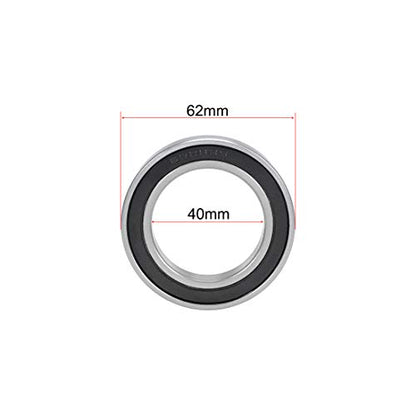 6908-2RS Ball Bearings 40x62x12mm Double Sealed Chrome Steel Z2 ABEC1 2pcs - size: 40x62x12mm