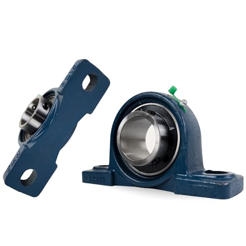 Jeremywell UCP209-28 Pillow Block Bearing (2 Pack), 1-3/4 inch Bore, 2 Bolt Flange Mounted, Solid Cast Iron Base, Self-Alignment - size: UCP209-28