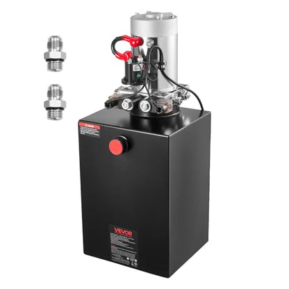 Mophorn 20 Quart Hydraulic Power Unit Double Acting Hydraulic Dump Trailer Pump (12V DC Double Action Powering Unit, SAE #6 Ports, 3200 PSI, 20 Quart Steel Reservoir)