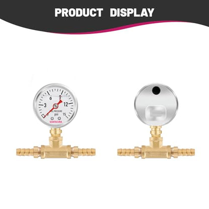 0-15psi Glycerin Filled Fuel Pressure Gauge Kit, 1-1/2" Dial Size, 304 Stainless Steel Case, 5/16" Fuel Line Fuel Pressure T-Fitting Adapter, Lower Mount, with High Accuracy… - size: 0-15psi, style: Lower Mount(T-Fitting Adapter)