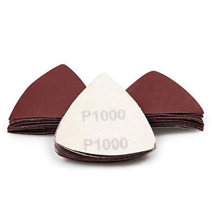 SPEEDWOX 30 Pcs Hook and Loop Triangle Sandpaper 1000 Grit 80mm 3-1/8 Inches for Oscillating Multi Tool Detail Sander Sanding Discs Triangle Sanding Pads - style: 1000 Grit